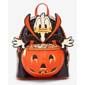 Loungefly Disney Donald Vampire Pumpkin backpack NWT